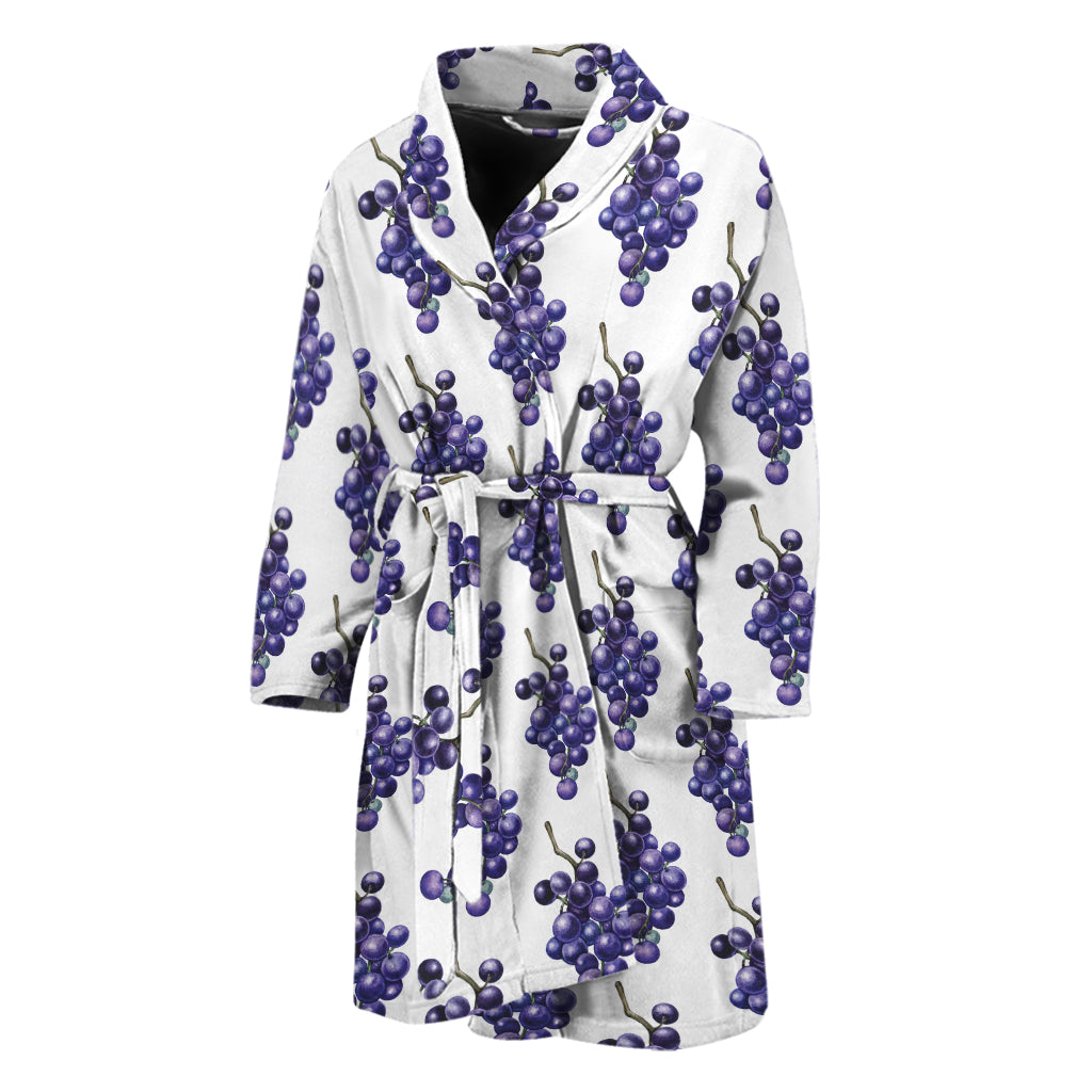 Watercolor Grape Pattern Print Men's Bathrobe