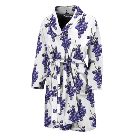 Watercolor Grape Pattern Print Men's Bathrobe