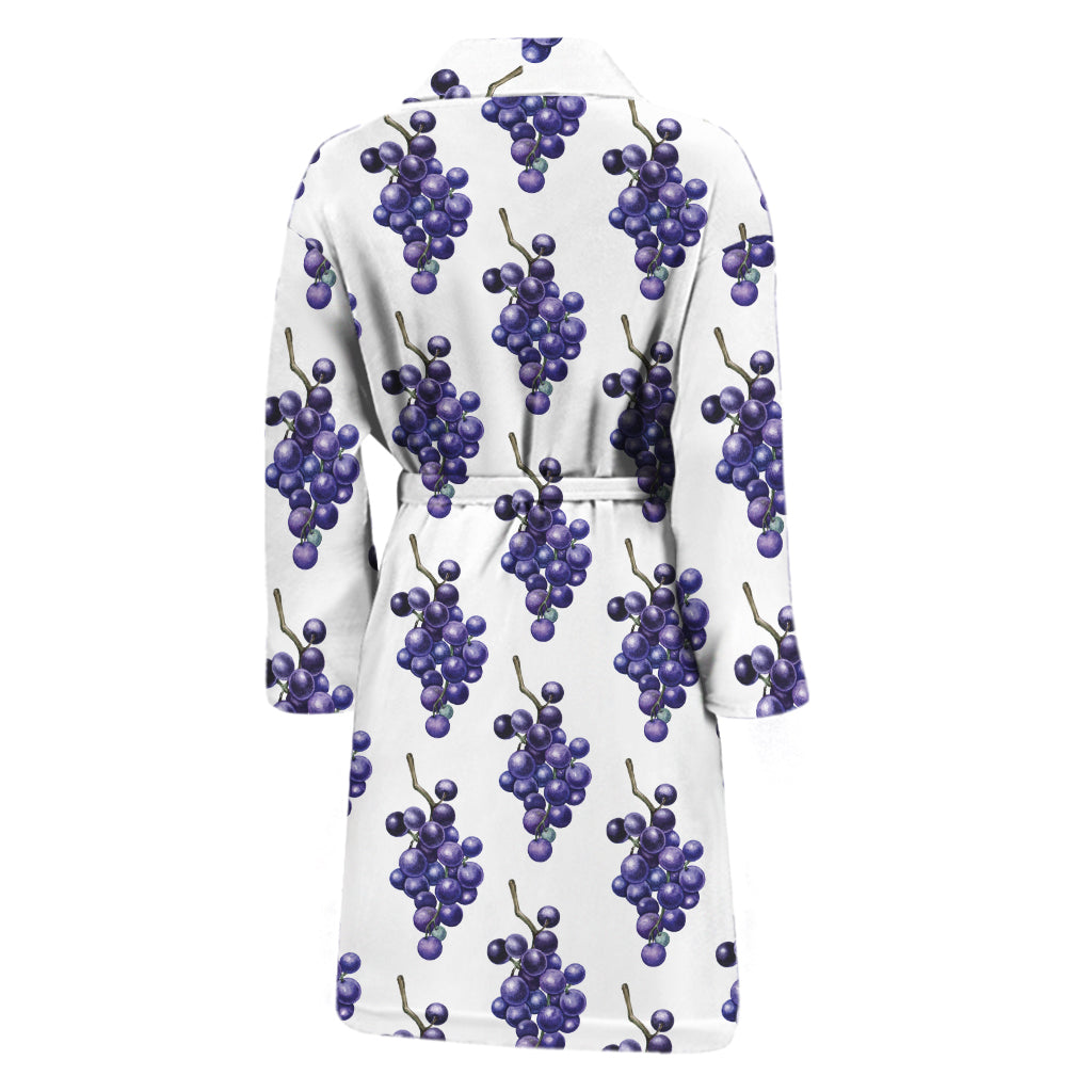 Watercolor Grape Pattern Print Men's Bathrobe