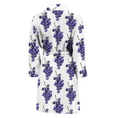 Watercolor Grape Pattern Print Men's Bathrobe