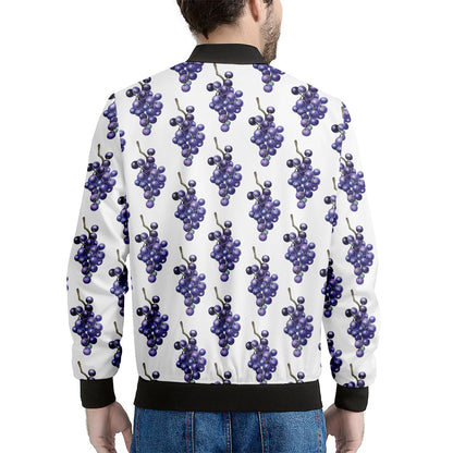 Watercolor Grape Pattern Print Men's Bomber Jacket