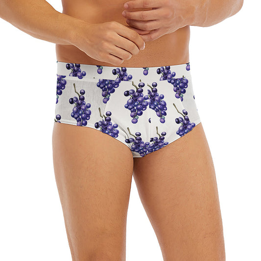 Watercolor Grape Pattern Print Men's Briefs
