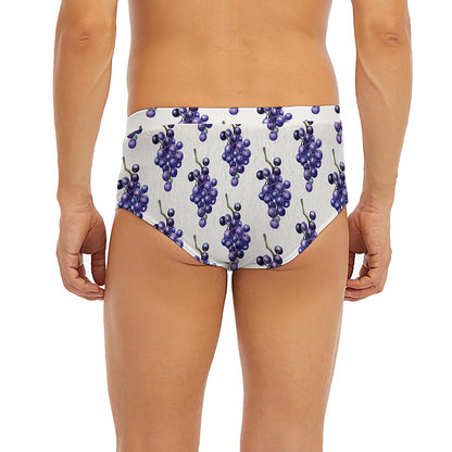 Watercolor Grape Pattern Print Men's Briefs
