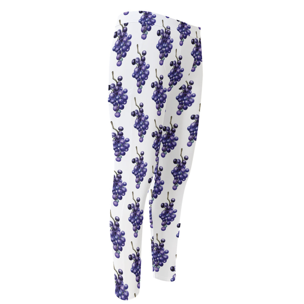 Watercolor Grape Pattern Print Men's Compression Pants