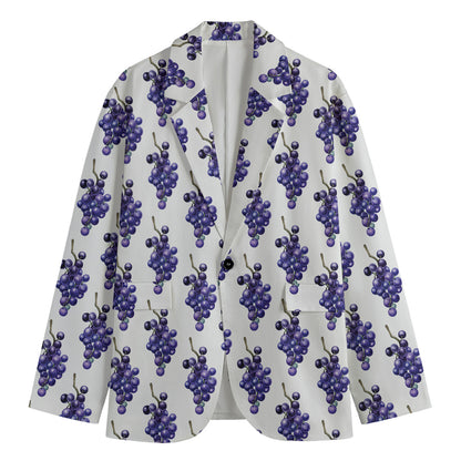 Watercolor Grape Pattern Print Men's Cotton Blazer