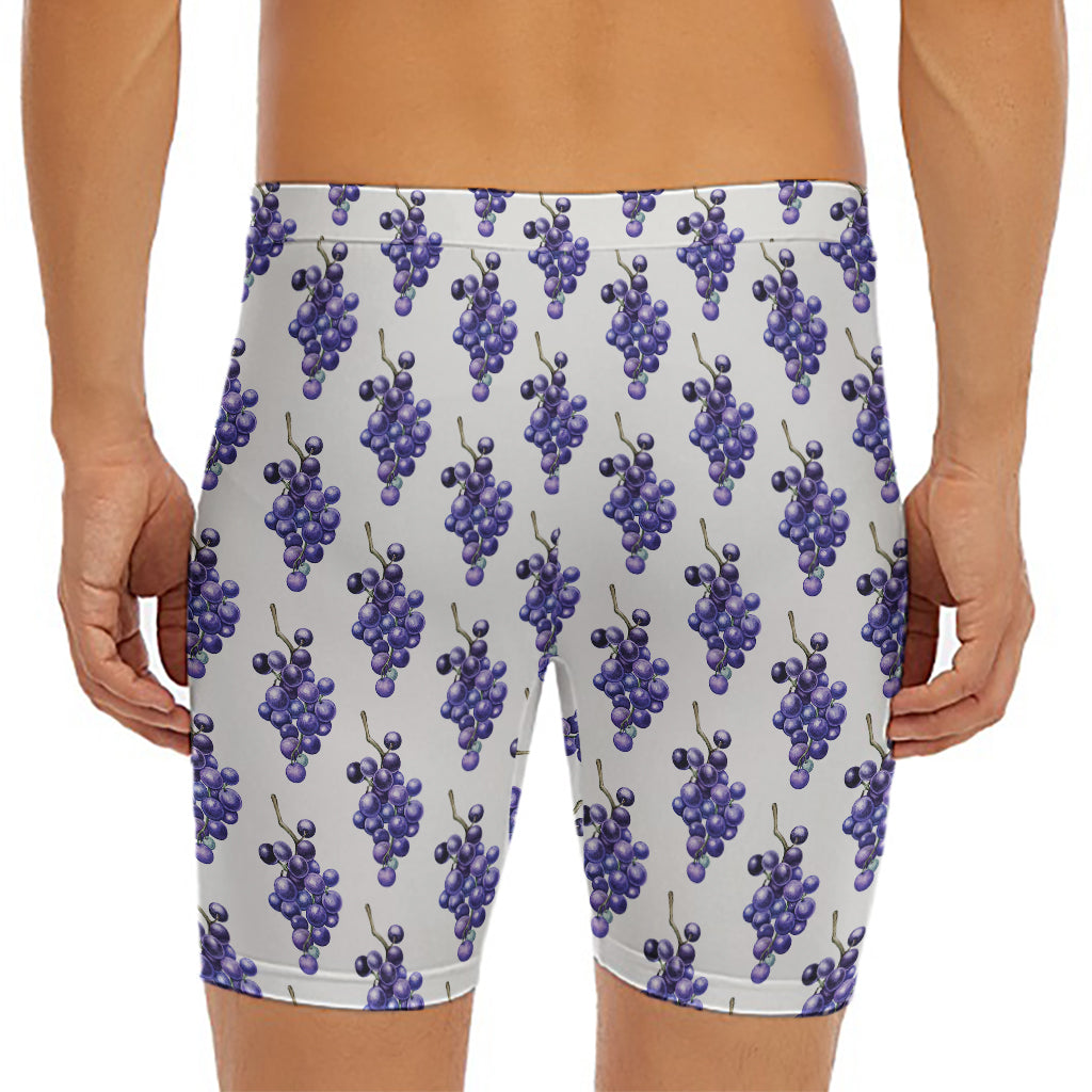 Watercolor Grape Pattern Print Men's Long Boxer Briefs