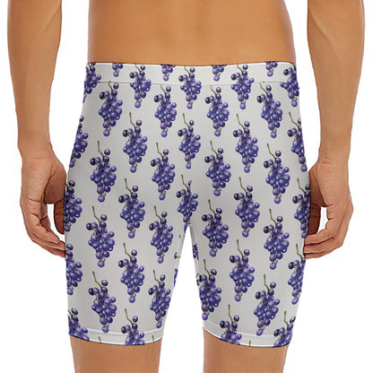 Watercolor Grape Pattern Print Men's Long Boxer Briefs