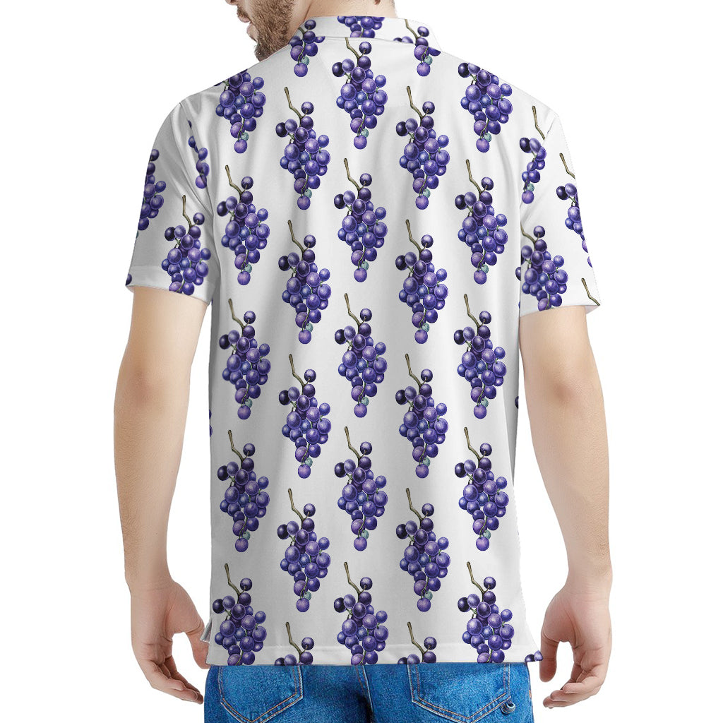 Watercolor Grape Pattern Print Men's Polo Shirt