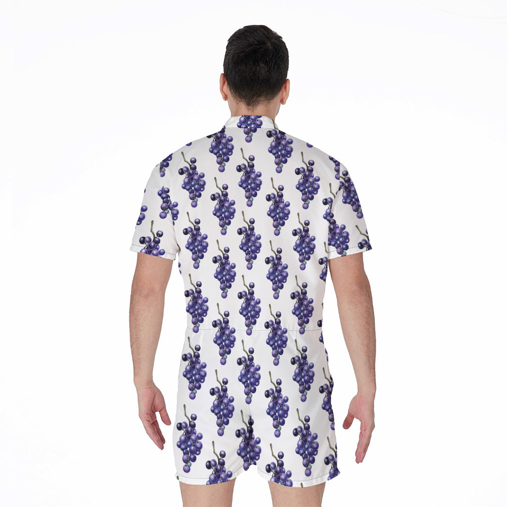 Watercolor Grape Pattern Print Men's Rompers