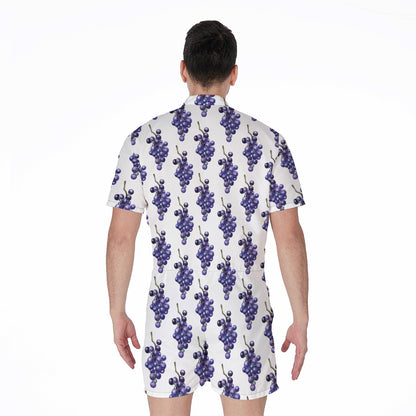 Watercolor Grape Pattern Print Men's Rompers