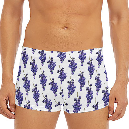 Watercolor Grape Pattern Print Men's Short Boxer Briefs