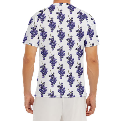 Watercolor Grape Pattern Print Men's Short Sleeve Rash Guard