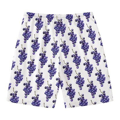 Watercolor Grape Pattern Print Men's Swim Trunks