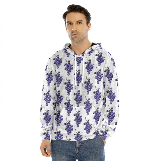 Watercolor Grape Pattern Print Men's Velvet Pullover Hoodie
