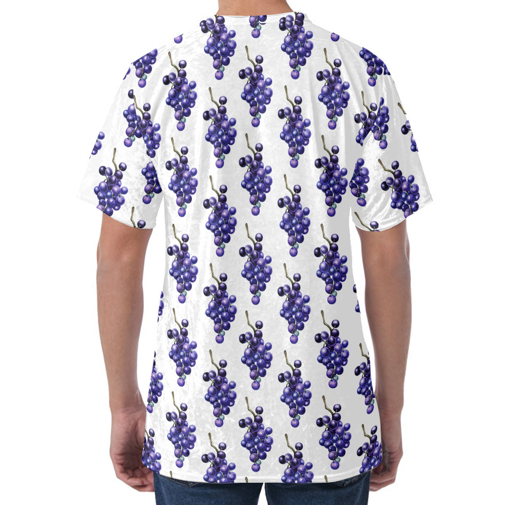 Watercolor Grape Pattern Print Men's Velvet T-Shirt