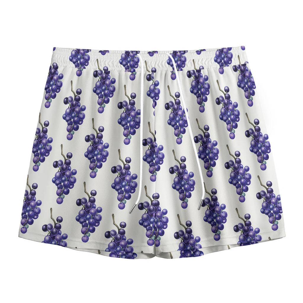 Watercolor Grape Pattern Print Mesh Shorts