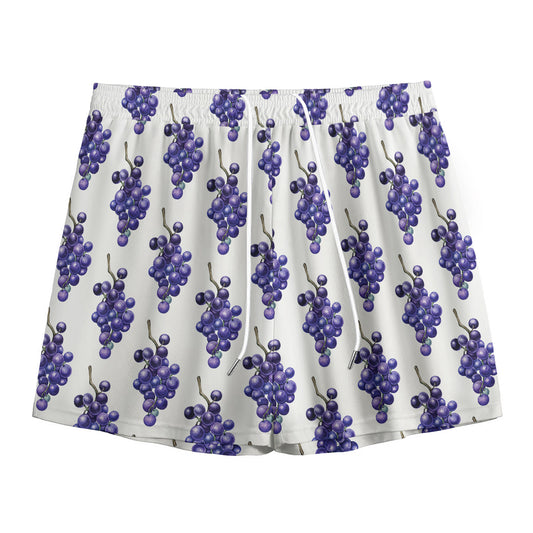 Watercolor Grape Pattern Print Mesh Shorts