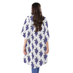 Watercolor Grape Pattern Print Open Front Beach Cover Up