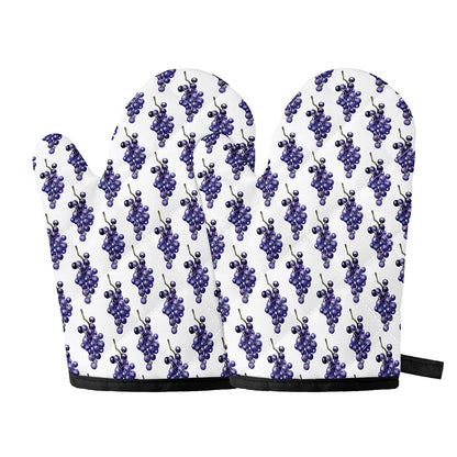 Watercolor Grape Pattern Print Oven Mitts