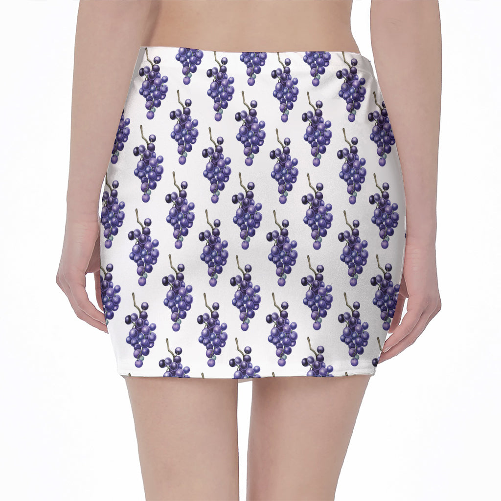 Watercolor Grape Pattern Print Pencil Mini Skirt