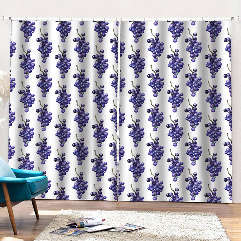 Watercolor Grape Pattern Print Pencil Pleat Curtains