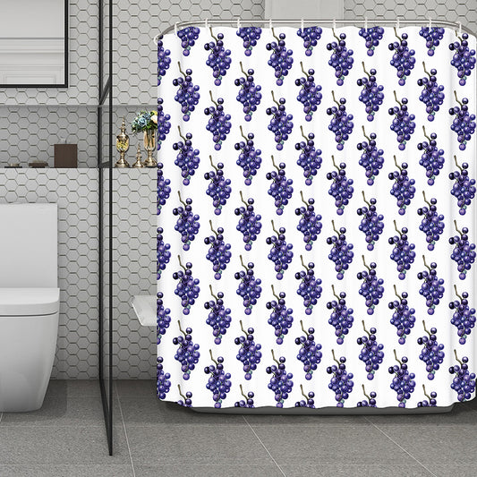 Watercolor Grape Pattern Print Polyester Shower Curtain