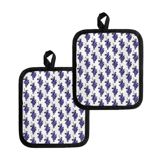 Watercolor Grape Pattern Print Pot Holders