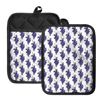 Watercolor Grape Pattern Print Pot Holders With Pocket