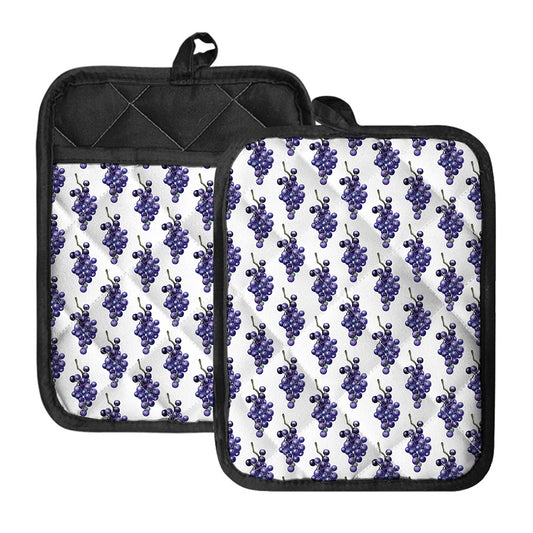 Watercolor Grape Pattern Print Pot Holders With Pocket