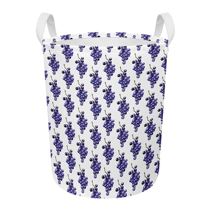 Watercolor Grape Pattern Print Round Laundry Basket