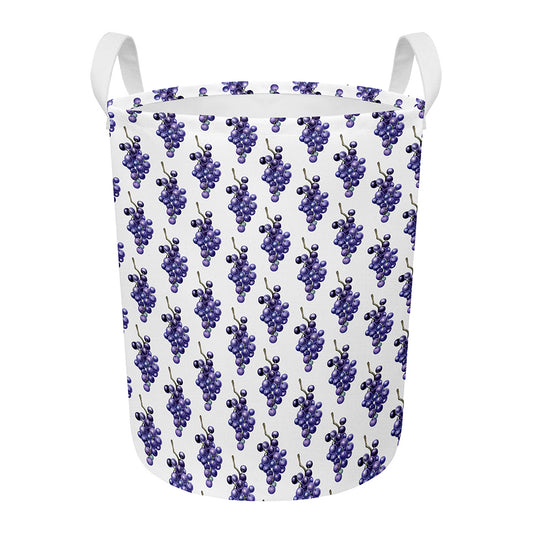 Watercolor Grape Pattern Print Round Laundry Basket