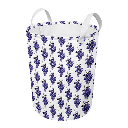 Watercolor Grape Pattern Print Round Laundry Basket
