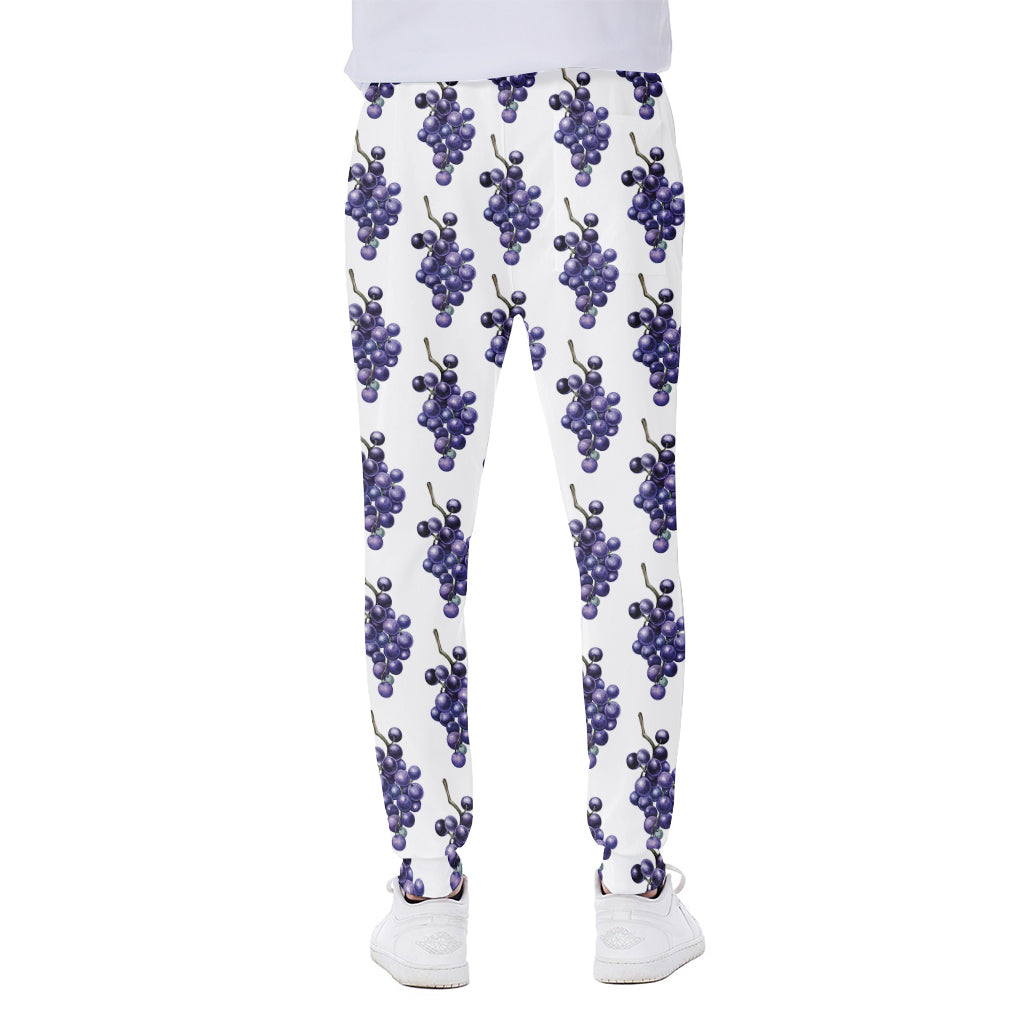 Watercolor Grape Pattern Print Scuba Joggers