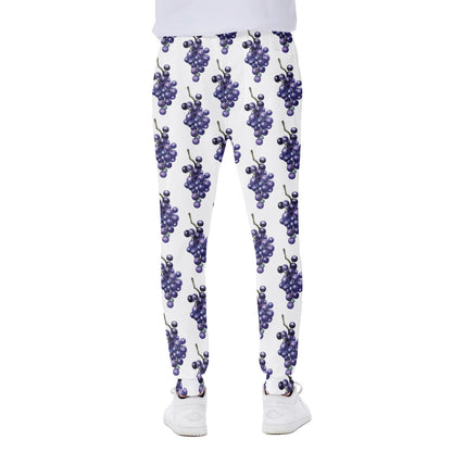 Watercolor Grape Pattern Print Scuba Joggers
