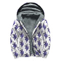 Watercolor Grape Pattern Print Sherpa Lined Zip Up Hoodie