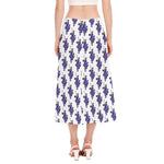 Watercolor Grape Pattern Print Side Slit Midi Skirt