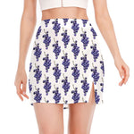 Watercolor Grape Pattern Print Side Slit Mini Skirt