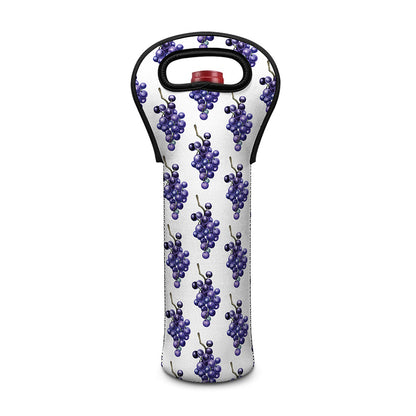 Watercolor Grape Pattern Print Single Neoprene Wine Tote