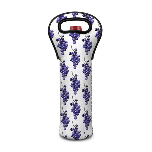 Watercolor Grape Pattern Print Single Neoprene Wine Tote