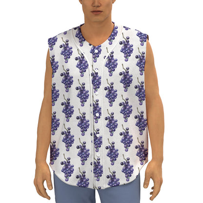 Watercolor Grape Pattern Print Sleeveless Baseball Jersey