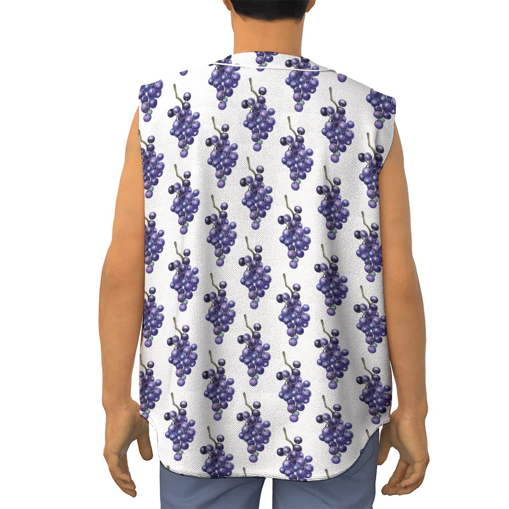 Watercolor Grape Pattern Print Sleeveless Baseball Jersey