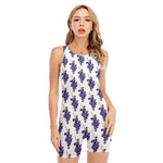 Watercolor Grape Pattern Print Sleeveless One Piece Swimsuit