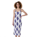 Watercolor Grape Pattern Print Slim Fit Midi Cami Dress