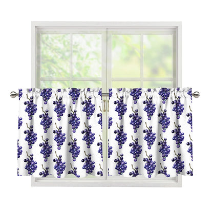 Watercolor Grape Pattern Print Tier Curtains