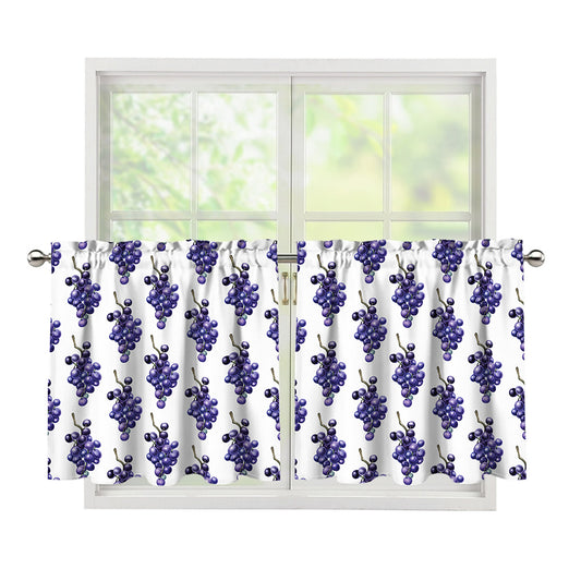 Watercolor Grape Pattern Print Tier Curtains