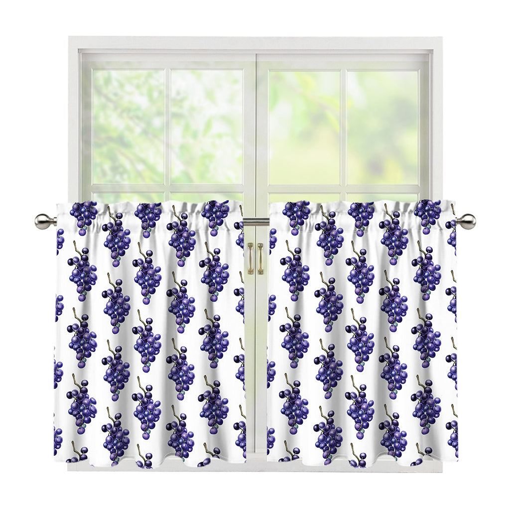 Watercolor Grape Pattern Print Tier Curtains