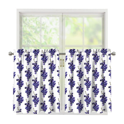 Watercolor Grape Pattern Print Tier Curtains