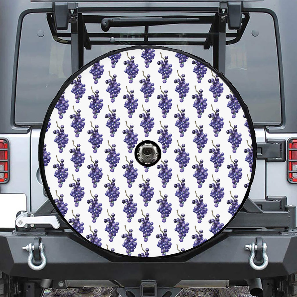 Watercolor Grape Pattern Print Tire Cover With Camera Hole