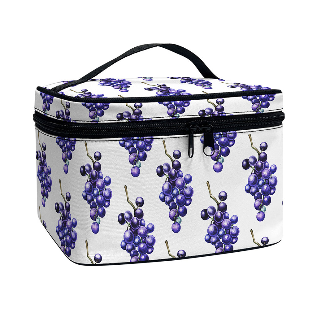 Watercolor Grape Pattern Print Travel Makeup Bag