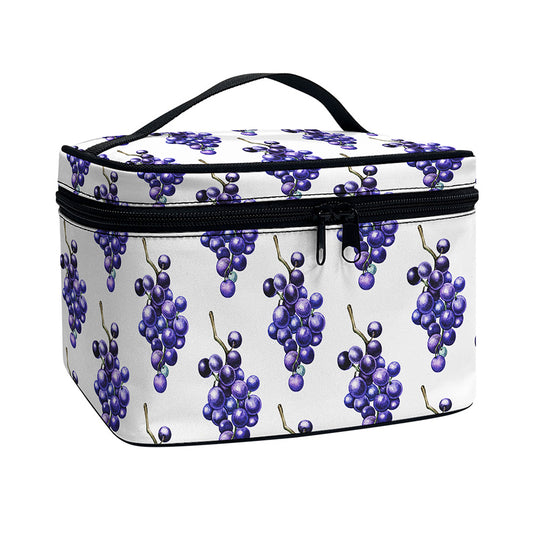 Watercolor Grape Pattern Print Travel Makeup Bag